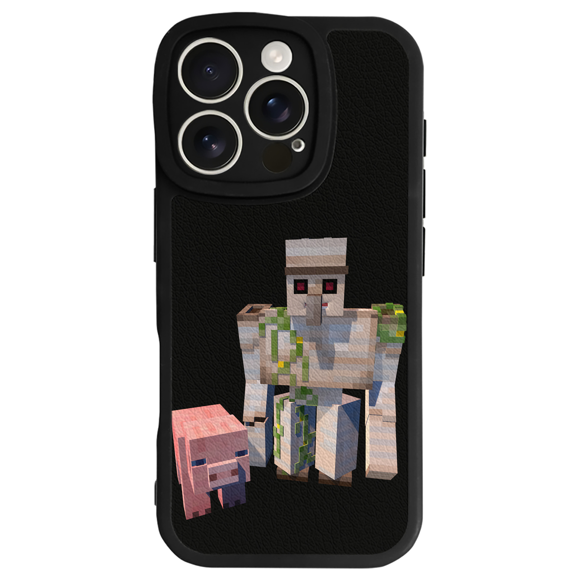 （画像用） マインクラフト ブロックの世界 Minecraft MC Block world 【iPhone 16シリーズ対応】シリコンスマホケース（レザー調） 材質：シリコン
